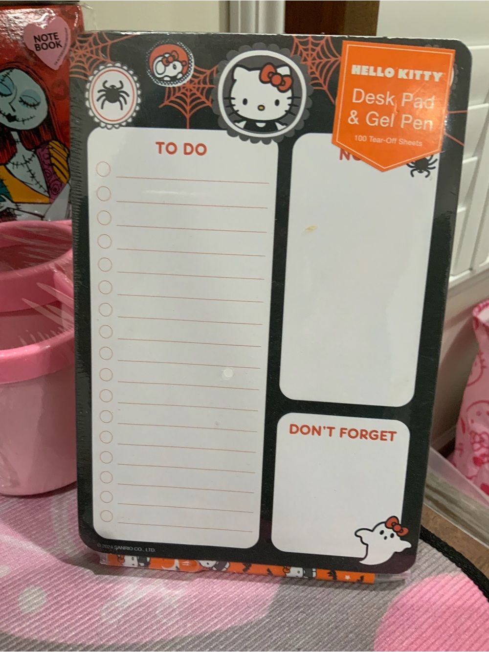 Hello Kitty Halloween Notepad Desk Pad - Black, Orange, White